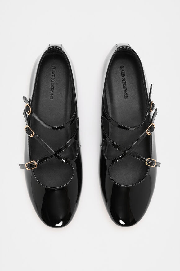 Cameron Triple Strap Ballet Flat  Black Patent  hi-res