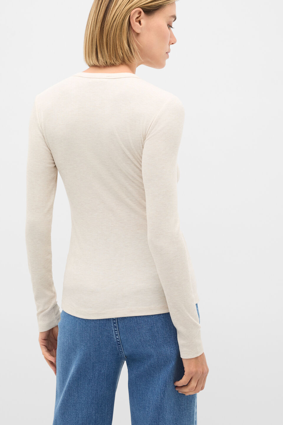 Core Rib Crew Neck Top  Mist Marle