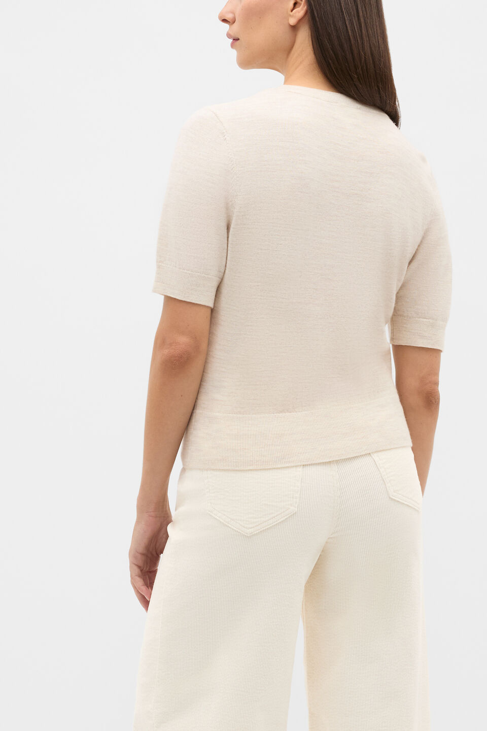 Australian Merino Crew Neck Tee  Mist Marle