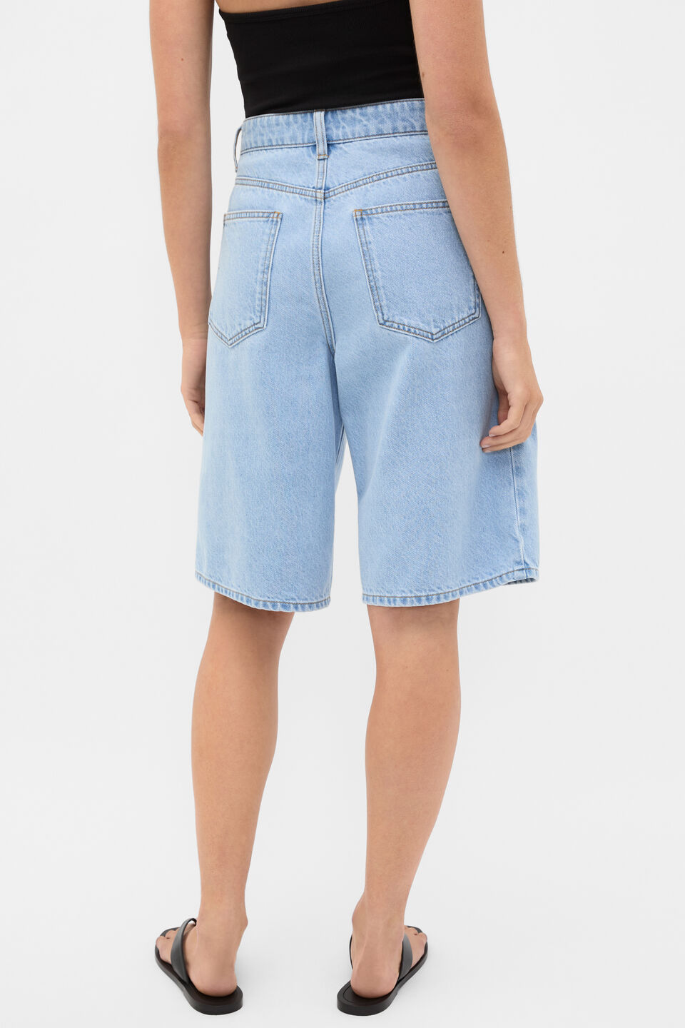Longline Jean Short  Glacial Blue Wash