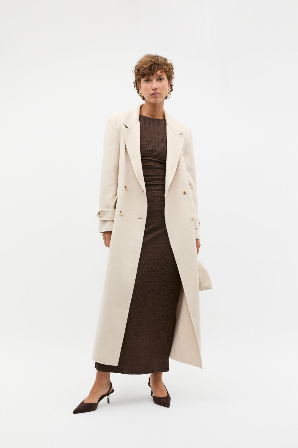 Textured Gathered Maxi Dress  Dark Espresso