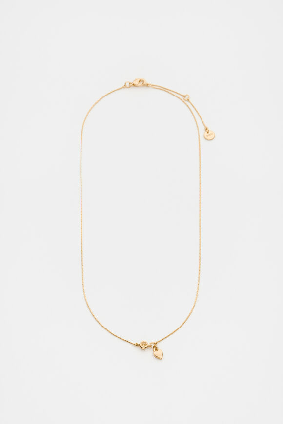 Stone Drop Initial Necklace  Heart  hi-res