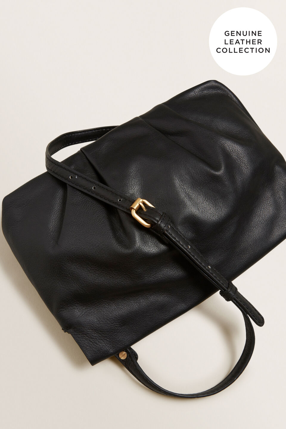 Leather Pleat Sling  