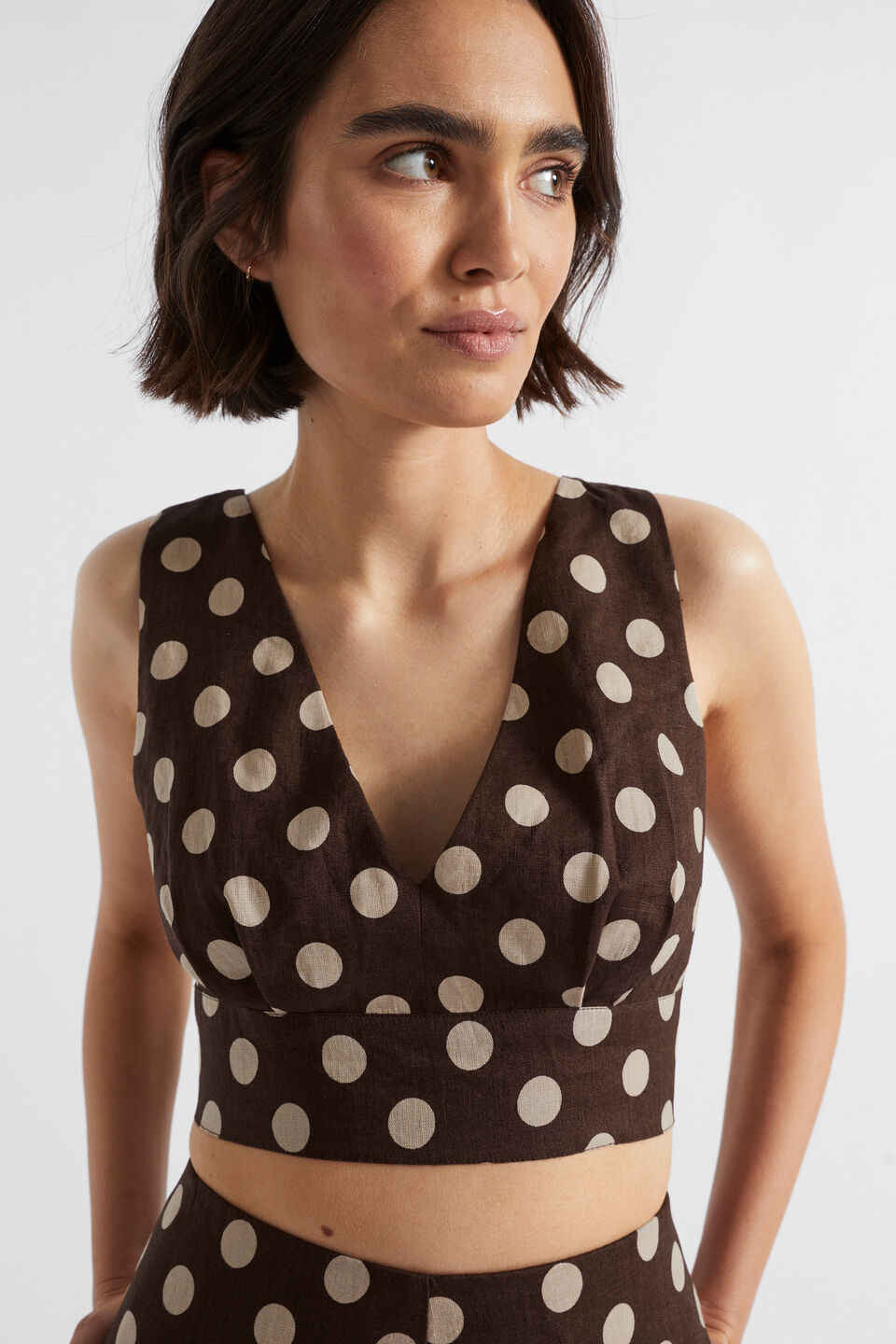 Linen Spot Bodice  Deep Raisin Spot