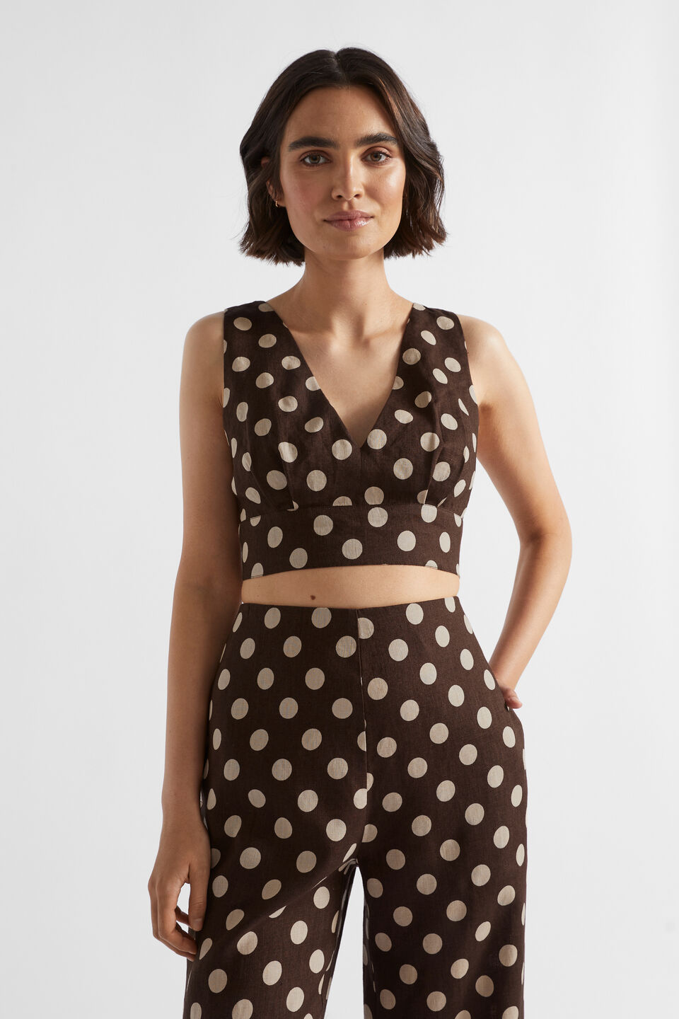 Linen Spot Bodice  Deep Raisin Spot