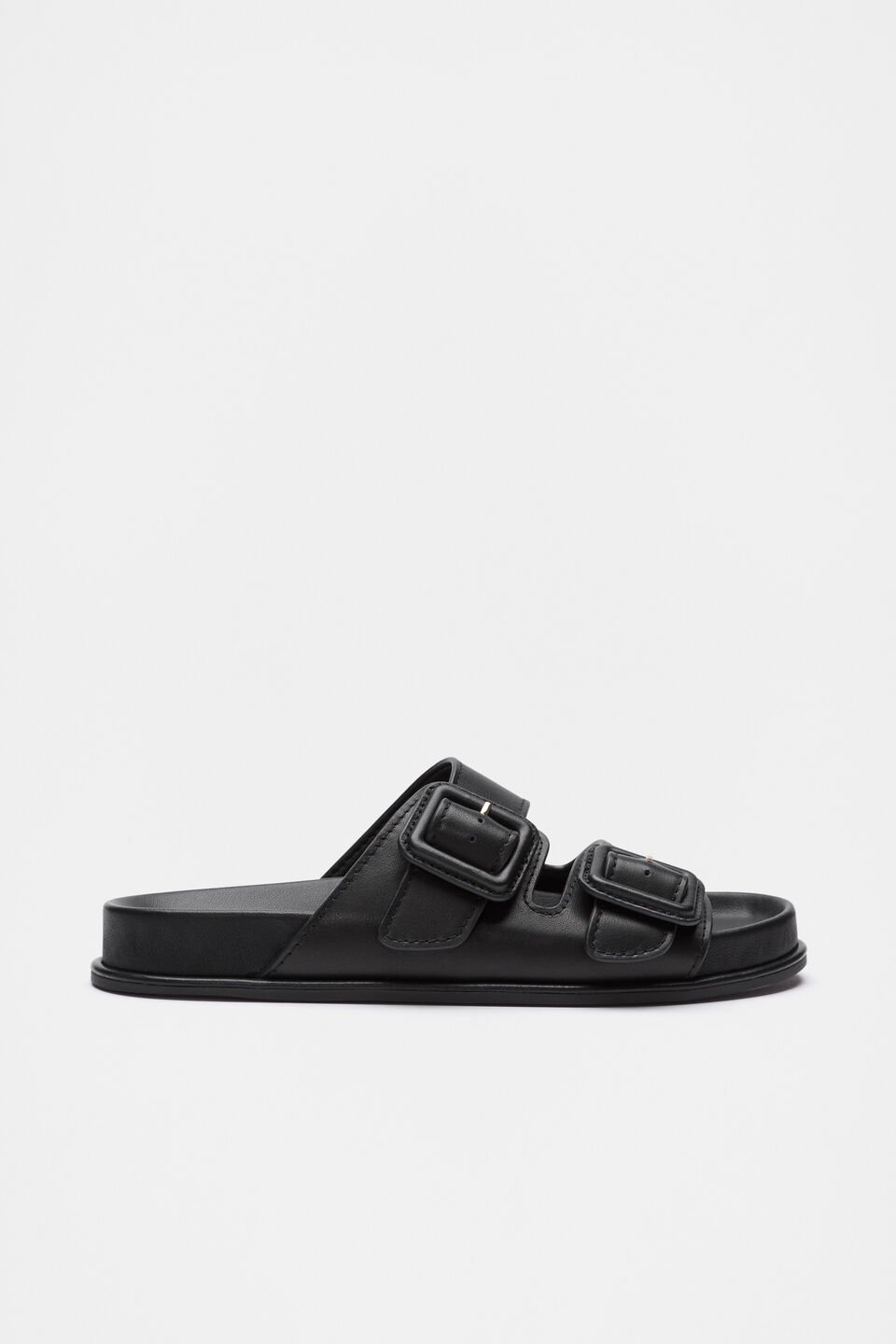 Dulci Covered Buckle Slide  Black