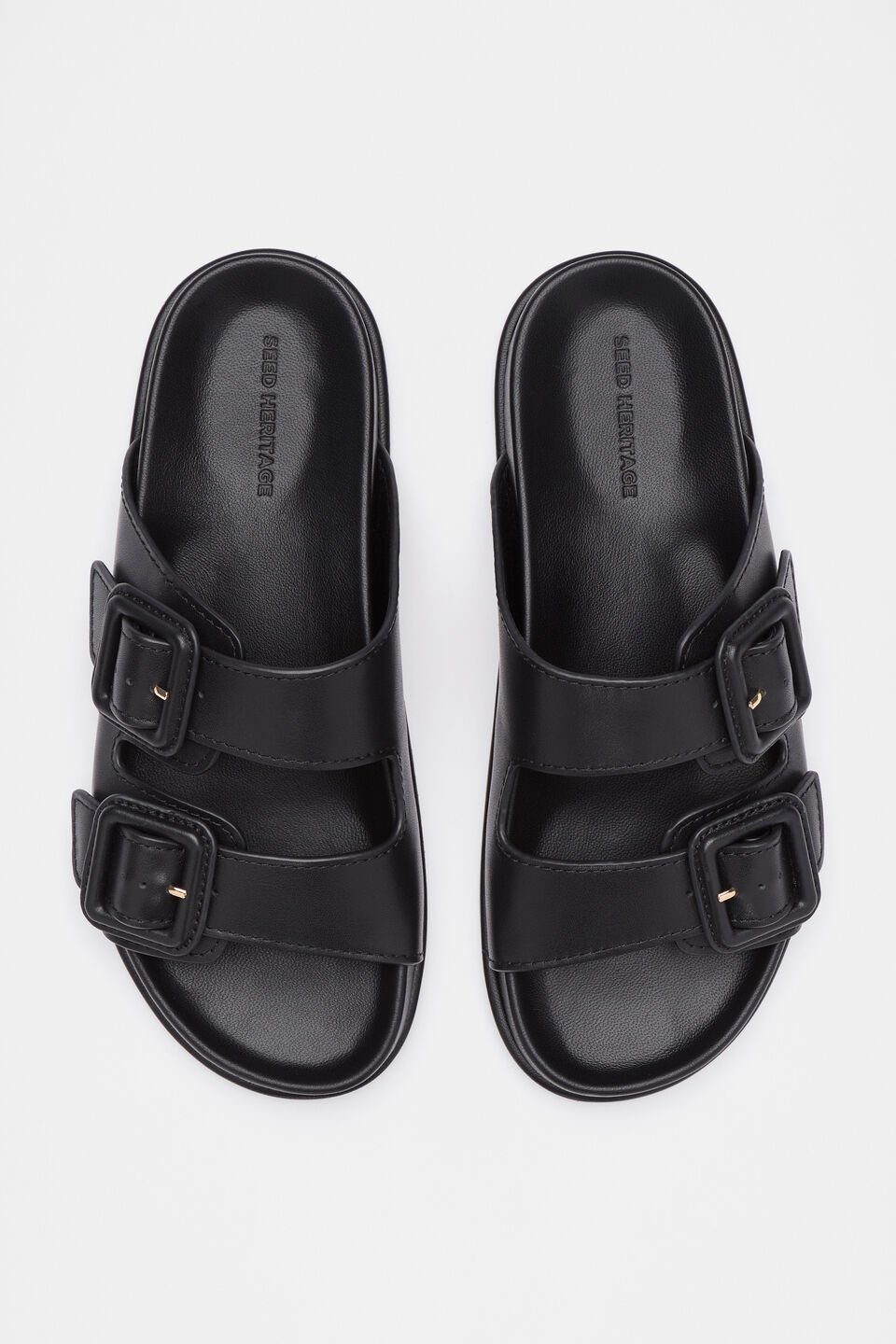 Dulci Covered Buckle Slide  Black