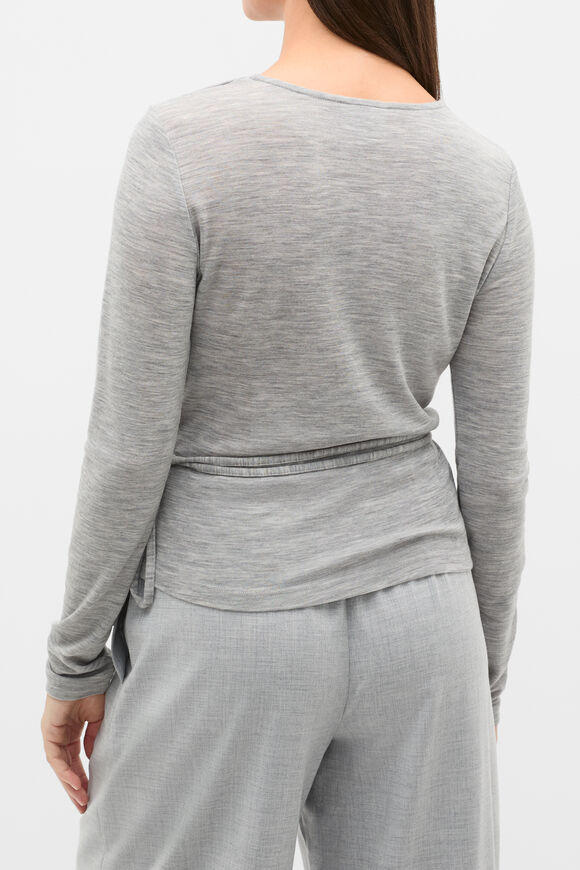Australian Merino Wrap Top  Slate Marle  hi-res
