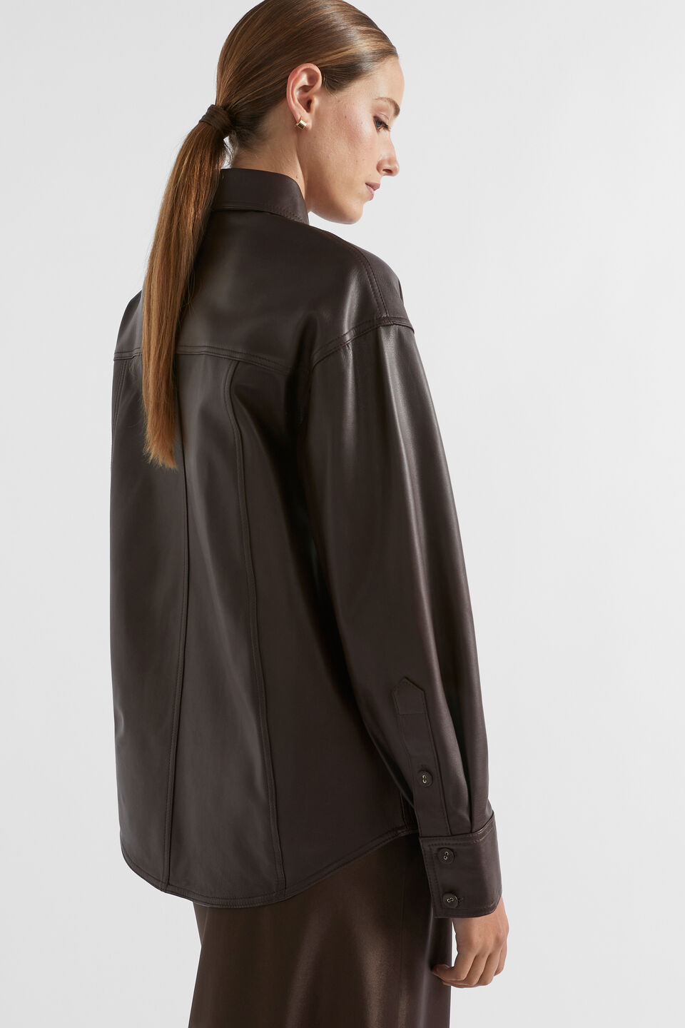 Leather Overshirt  Dark Espresso