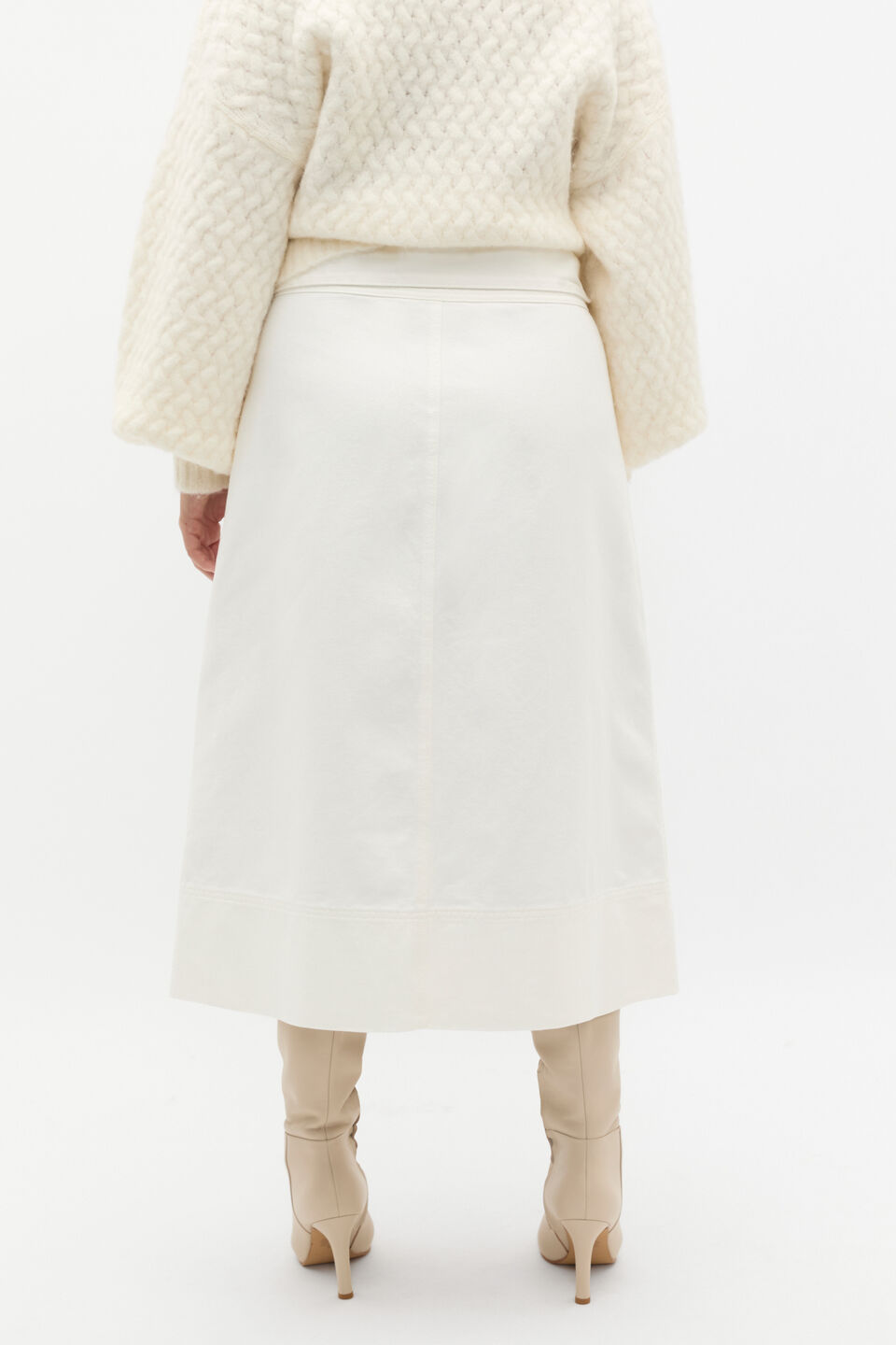 Denim Tie Waist Skirt  Cloud Cream
