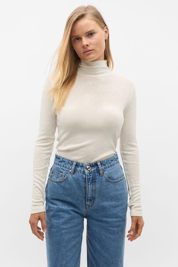 Australian Merino Mock Neck Top  Cloud Cream  hi-res