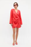 Linen Wrap Mini Dress  Electric Crimson  hi-res