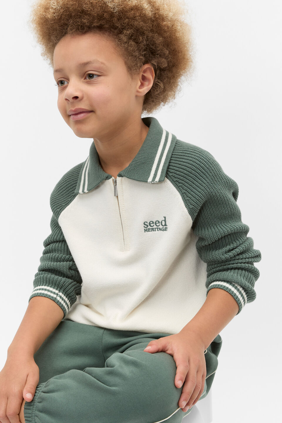 Core Knit Half Zip Sweater  Forest