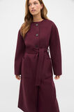 Wool Blend Collarless Coat  Plum Red  hi-res