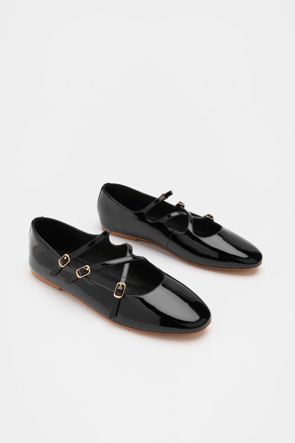Cameron Triple Strap Ballet Flat  Black Patent  hi-res
