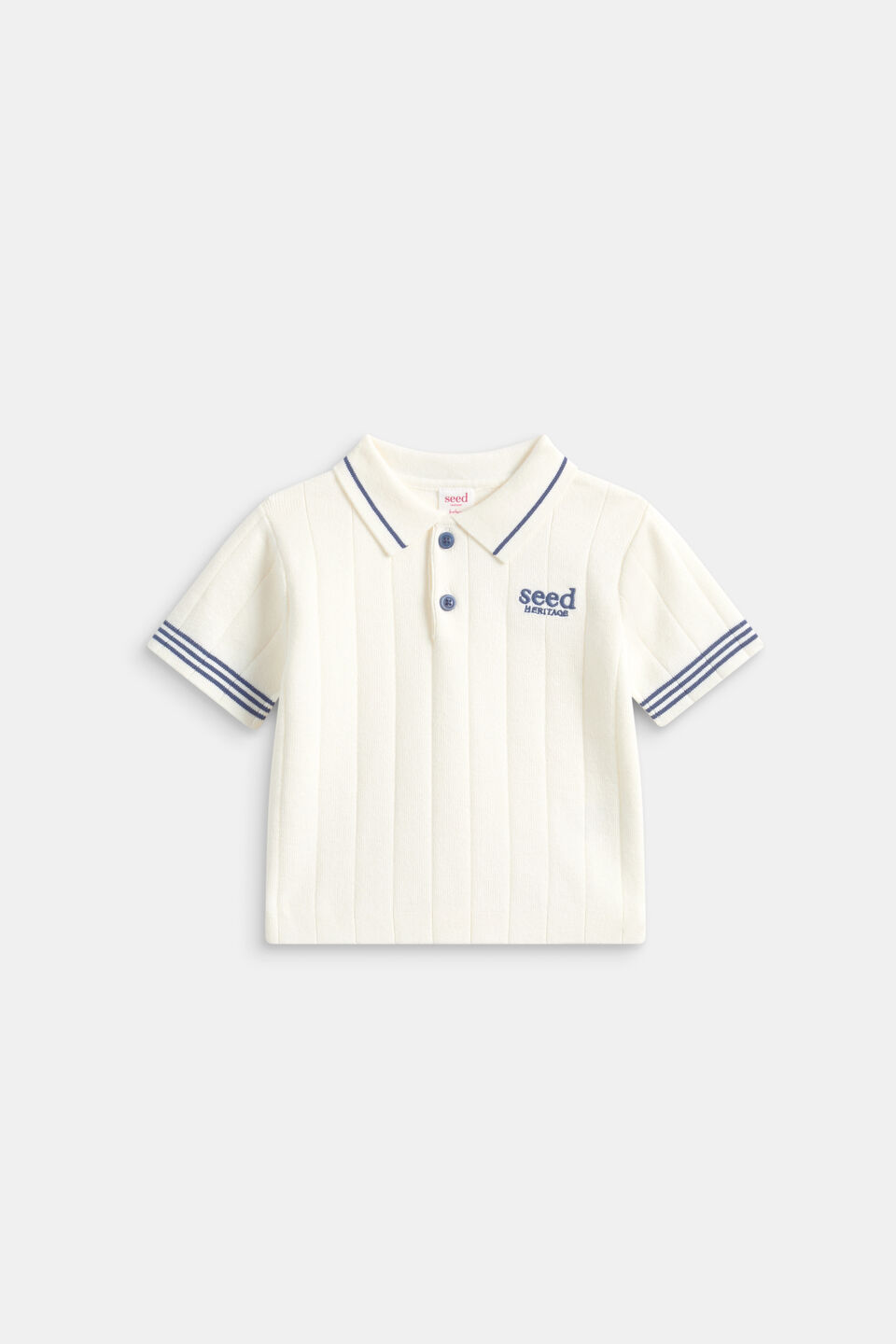 Rib Knit Polo  Classic Cream