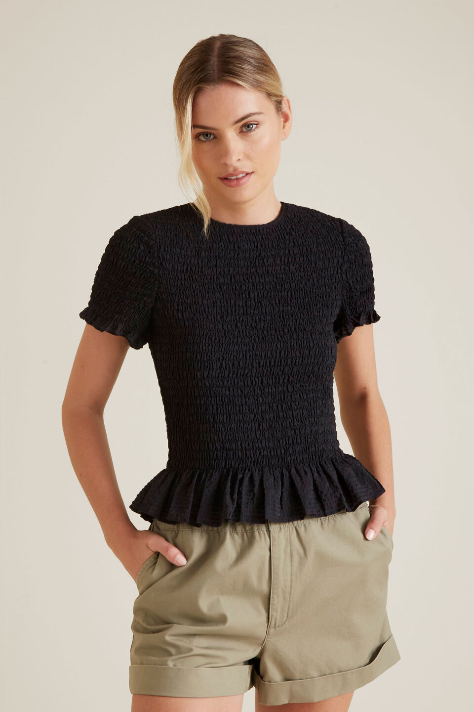 Shirred Frill Top  