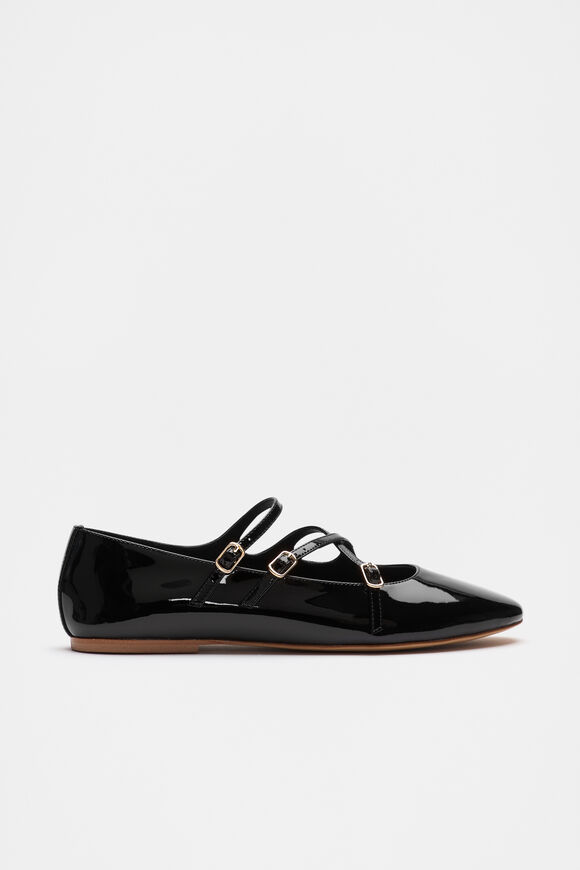 Cameron Triple Strap Ballet Flat  Black Patent  hi-res