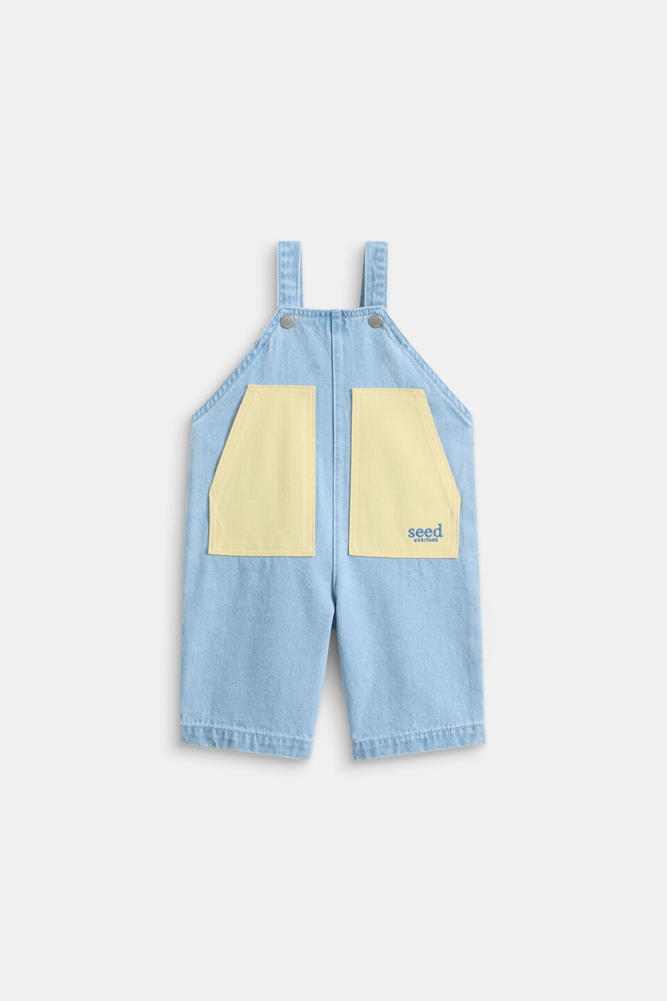 Colourblock Pocket Dungaree  Cloud Blue Wash