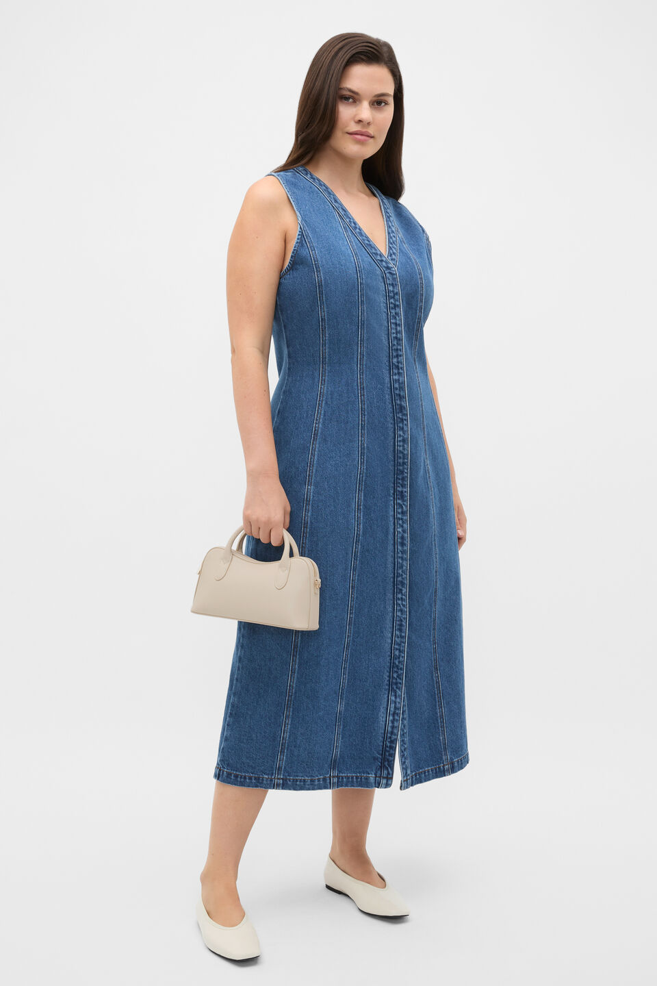 Denim Aline Midi Dress  Heritage Wash