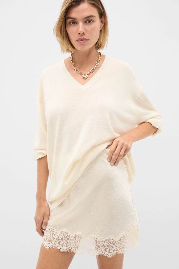 Lace Trim Mini Skirt  Coconut Cream  hi-res