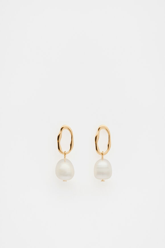 Pearly Oval Earring  Gold  hi-res
