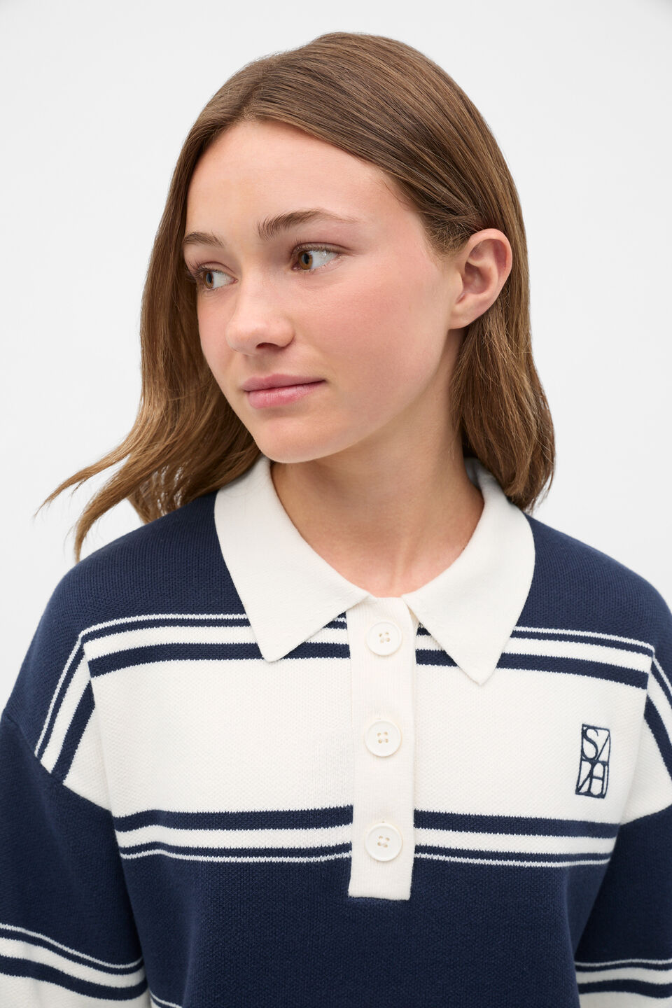 Knit Polo Top  New Navy
