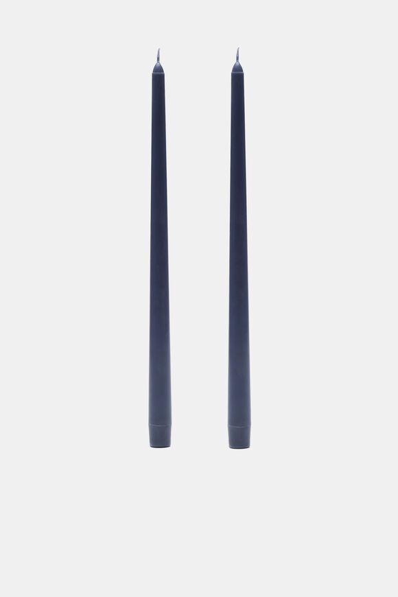 Tall Taper Candle Set of 2  Vintage Indigo  hi-res