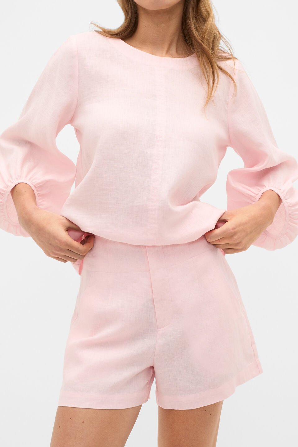 Core Linen Waisted Short  Pale Blossom