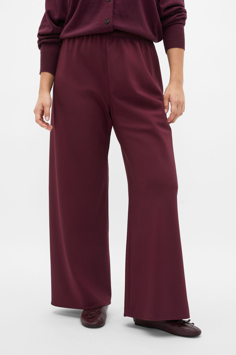 Easy Wide Leg Pant  Plum Red