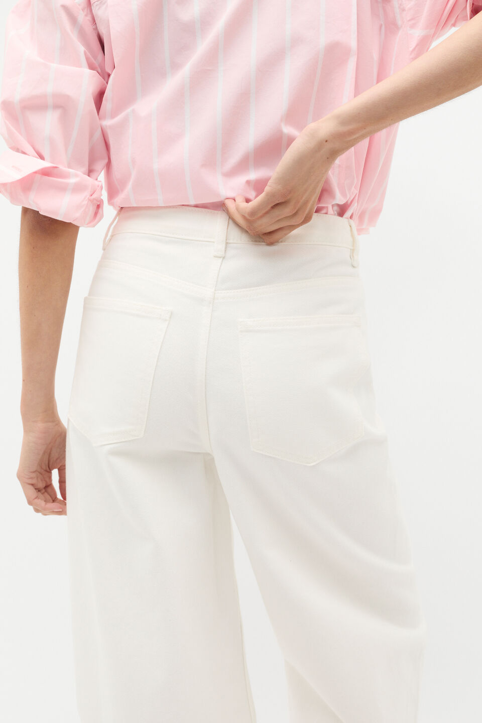 Barrel Leg Seam Front Jean  Cloud Cream