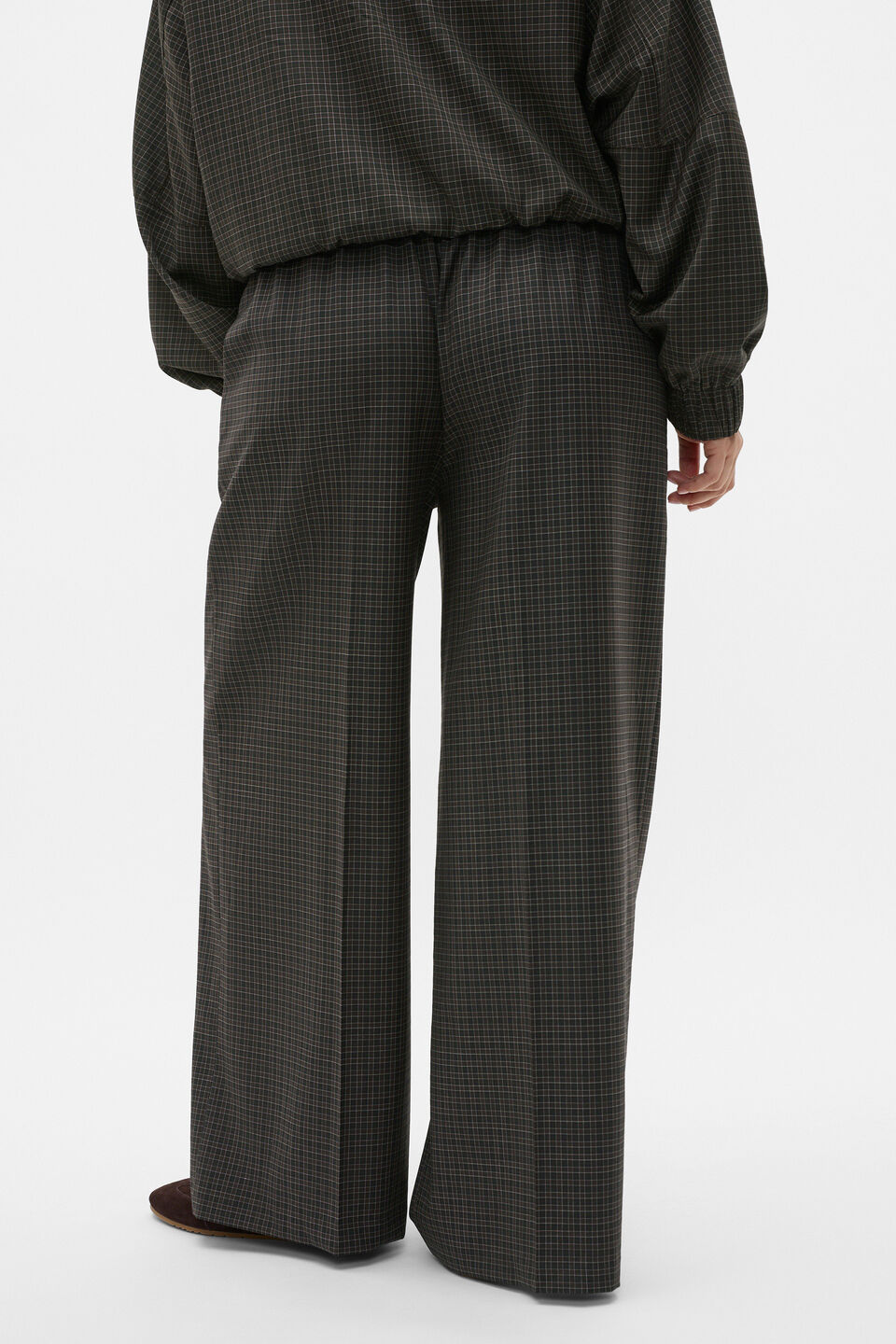 Check Elasticated Pant  Coffee Bean Check