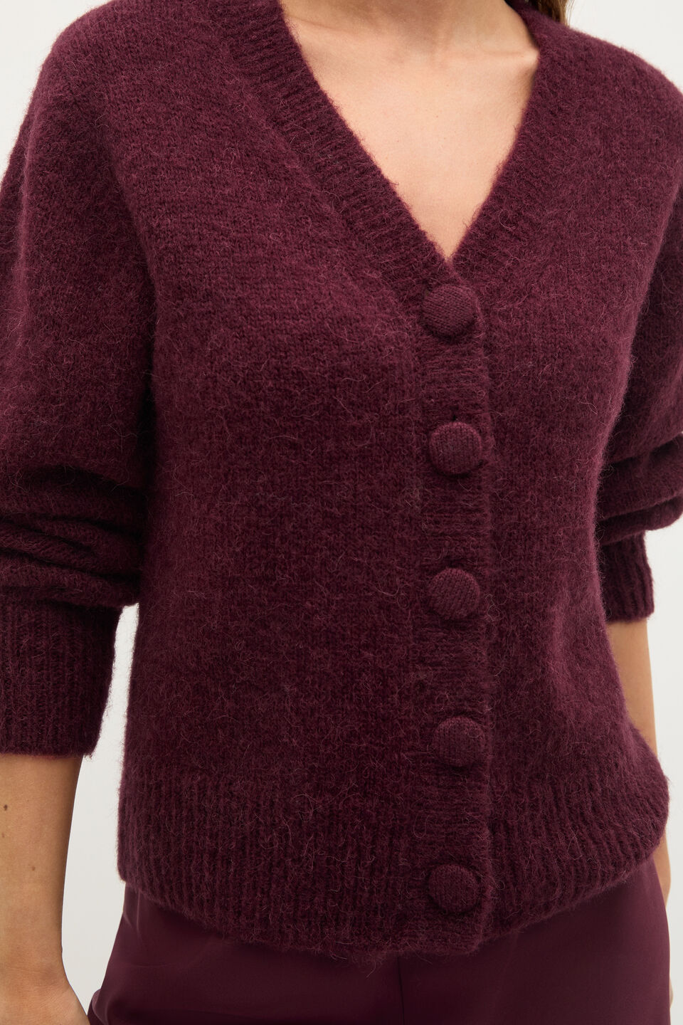 Lofty Relaxed Cardigan  Plum Red
