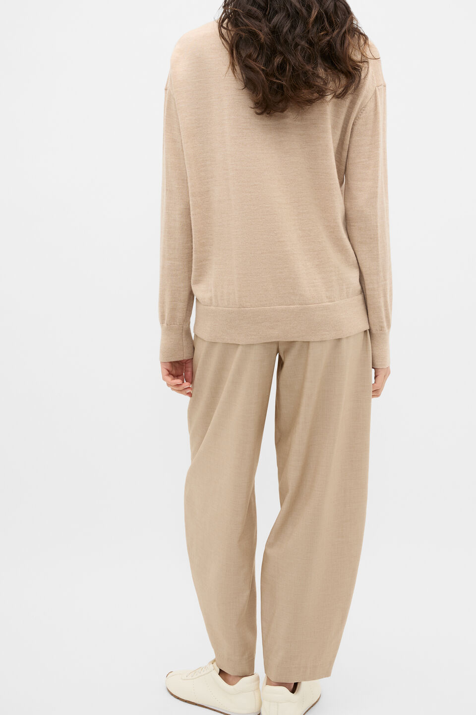 Australian Merino V Neck Knit  Sandstone Marle