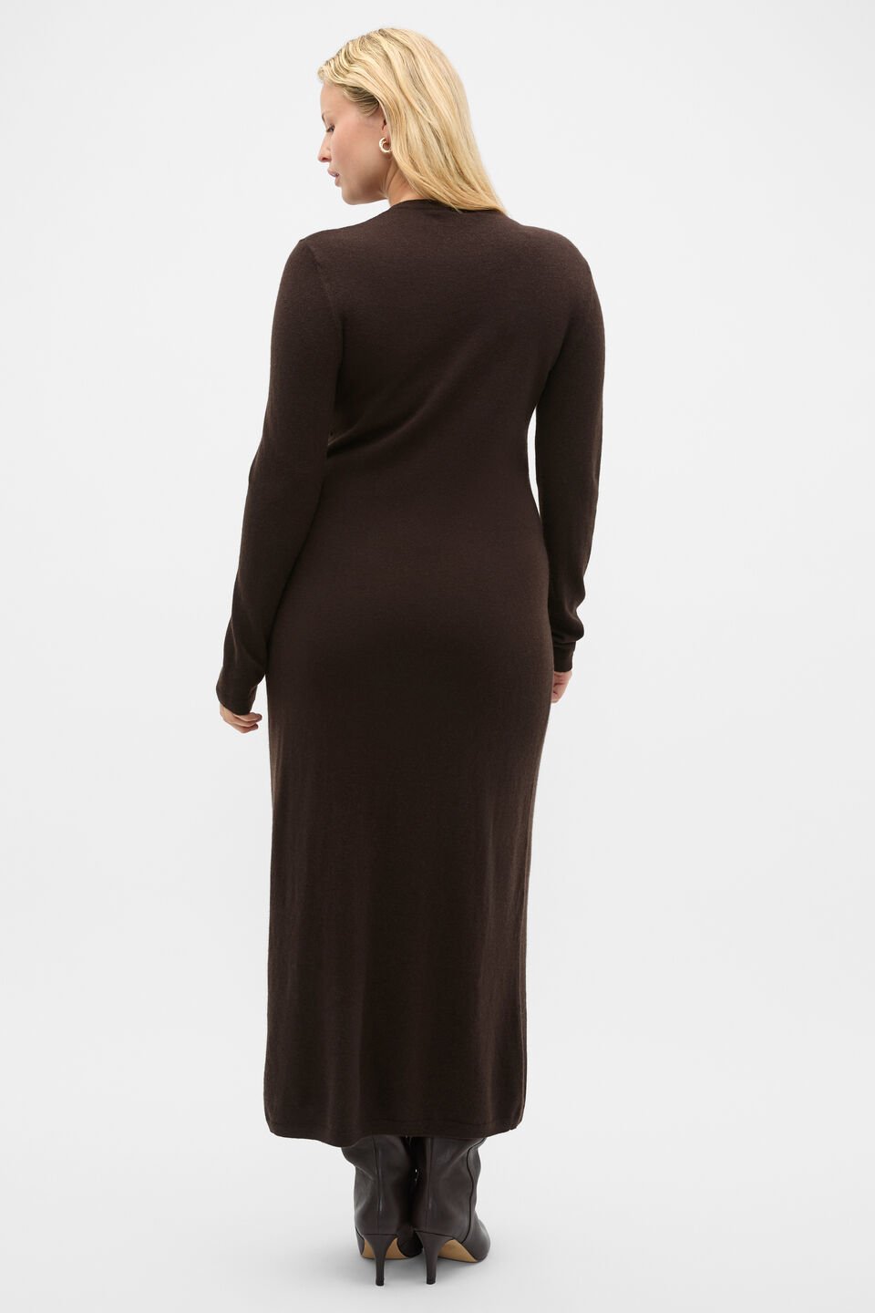 Clasp Detail Knit Dress  Coffee Bean