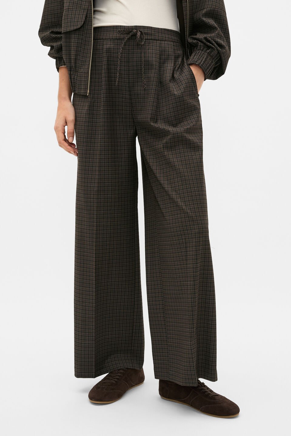 Check Elasticated Pant  Coffee Bean Check