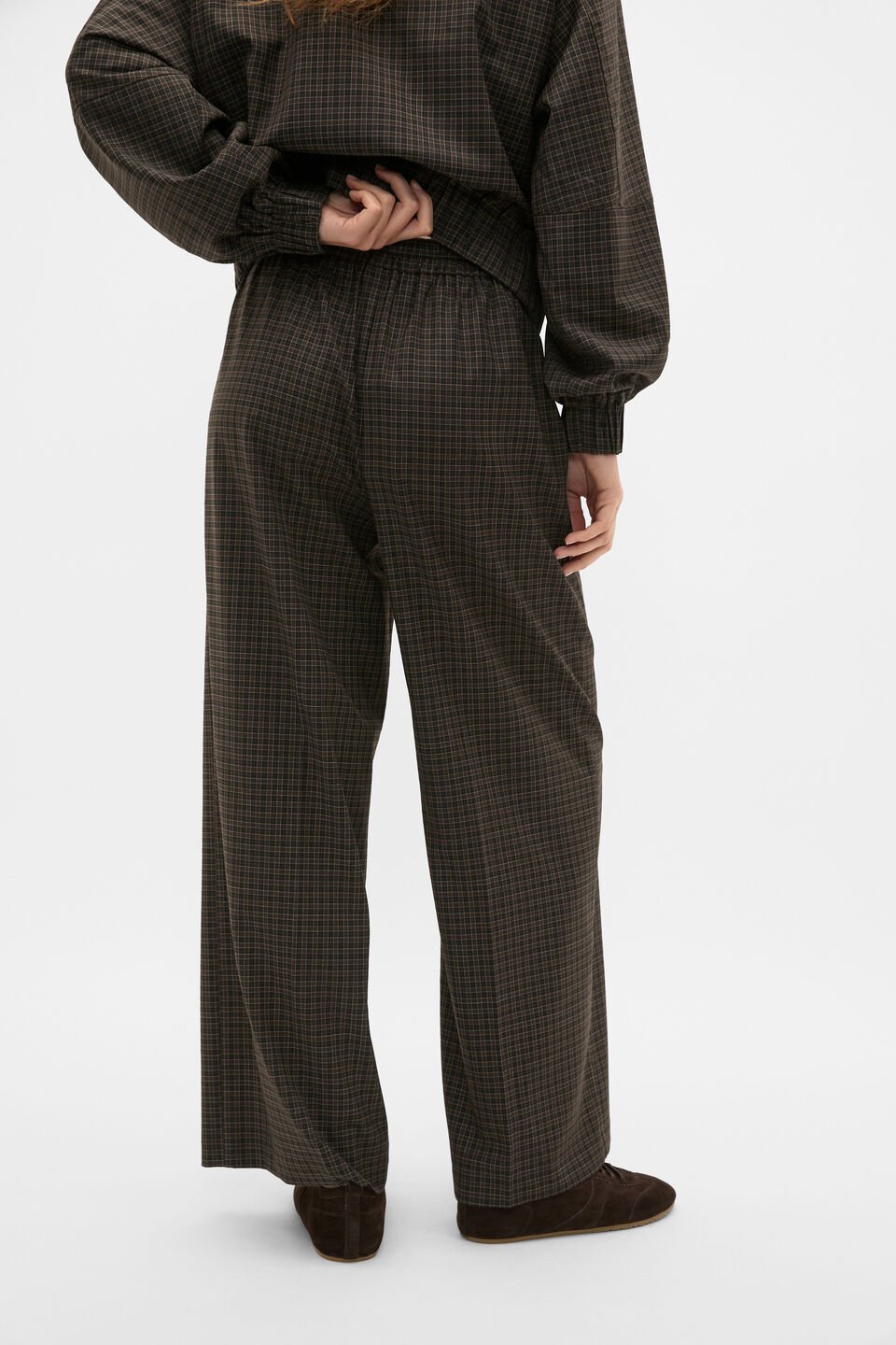Check Elasticated Pant  Coffee Bean Check