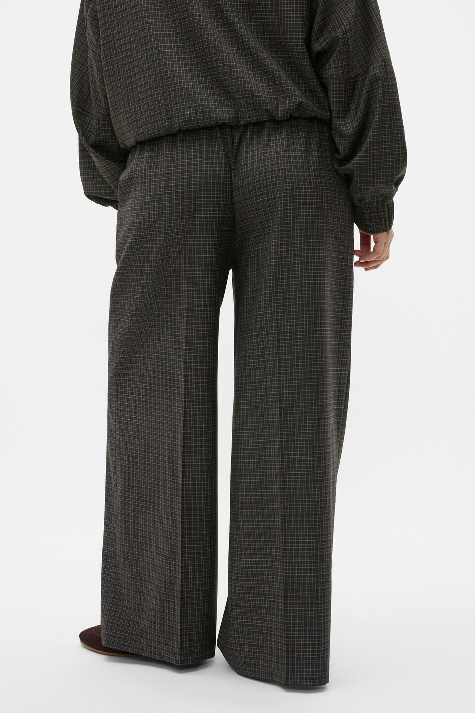 Check Elasticated Pant  Coffee Bean Check