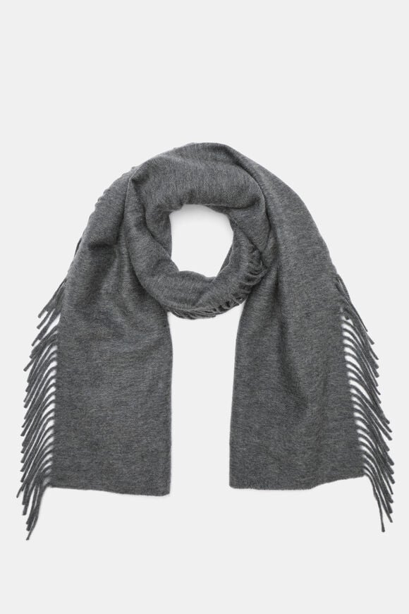 Fringe Scarf  Charcoal Grey Marle  hi-res