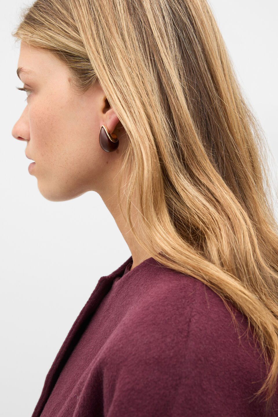 Round Resin Earring  Plum Red