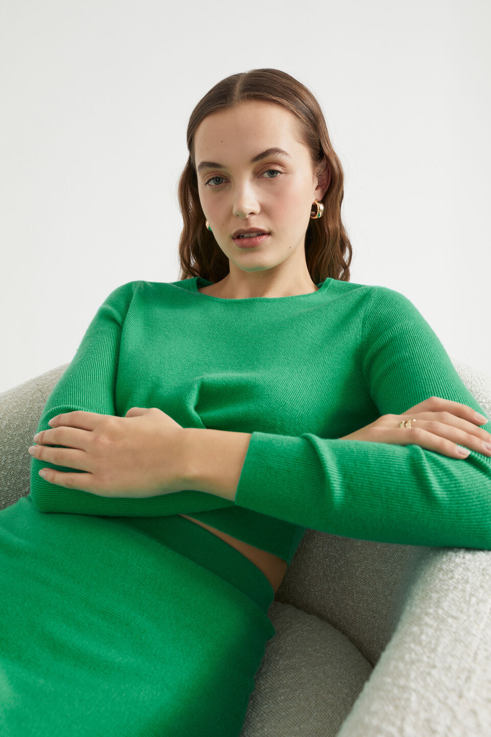 Cut Out Knit Sweater  Bright Mint