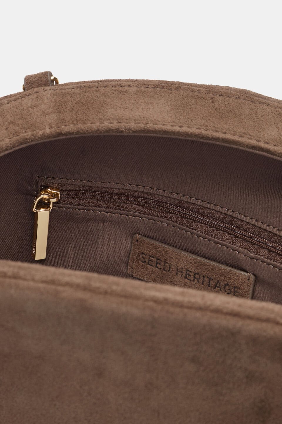 Suede Rounded Clutch  Cocoa Suede