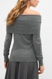 Off Shoulder Ruched Knit  Charcoal Grey Marle  hi-res
