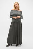 Off Shoulder Ruched Knit  Charcoal Grey Marle  hi-res