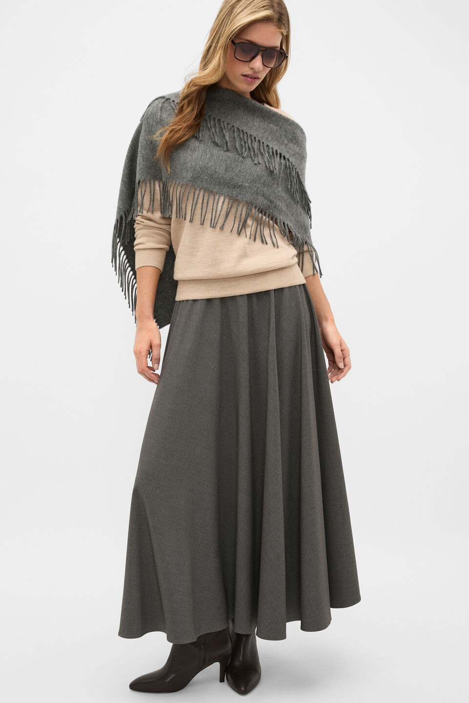 Fringe Scarf  Charcoal Grey Marle