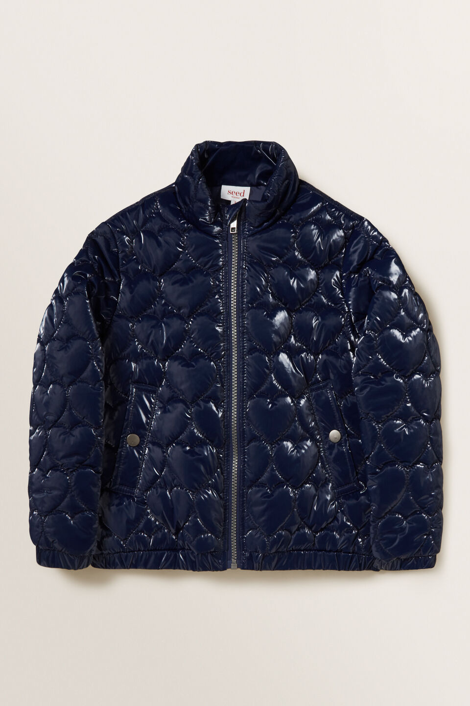 Heart Puffa Jacket  Navy