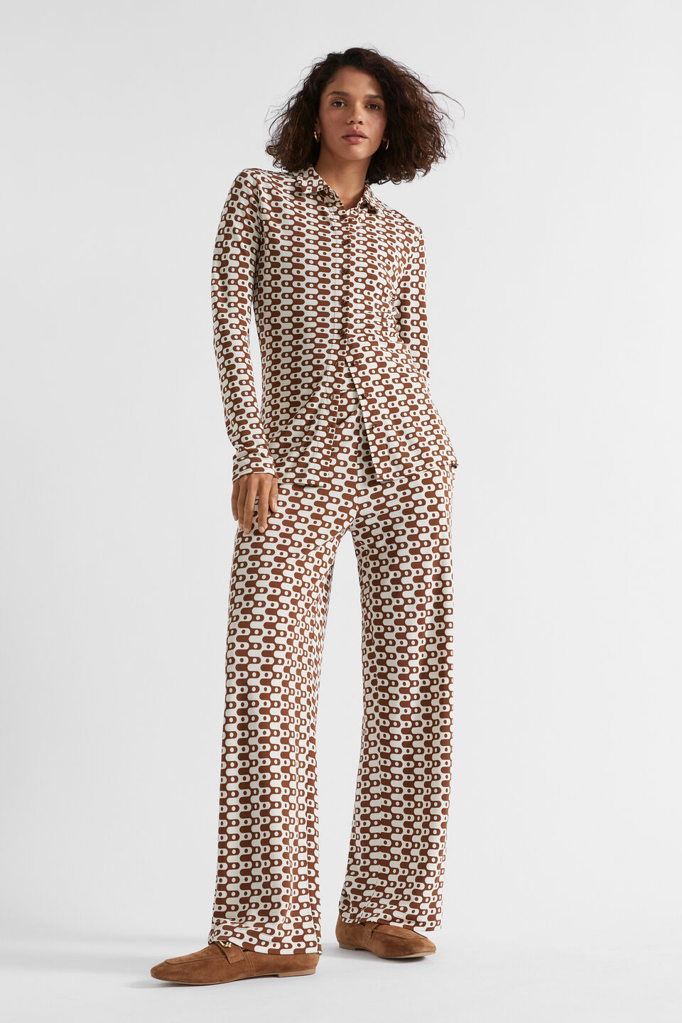 Geo Swirl Polo Top  Spice Geo