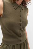 Merino Button Through Knit Vest  Olive Leaf  hi-res