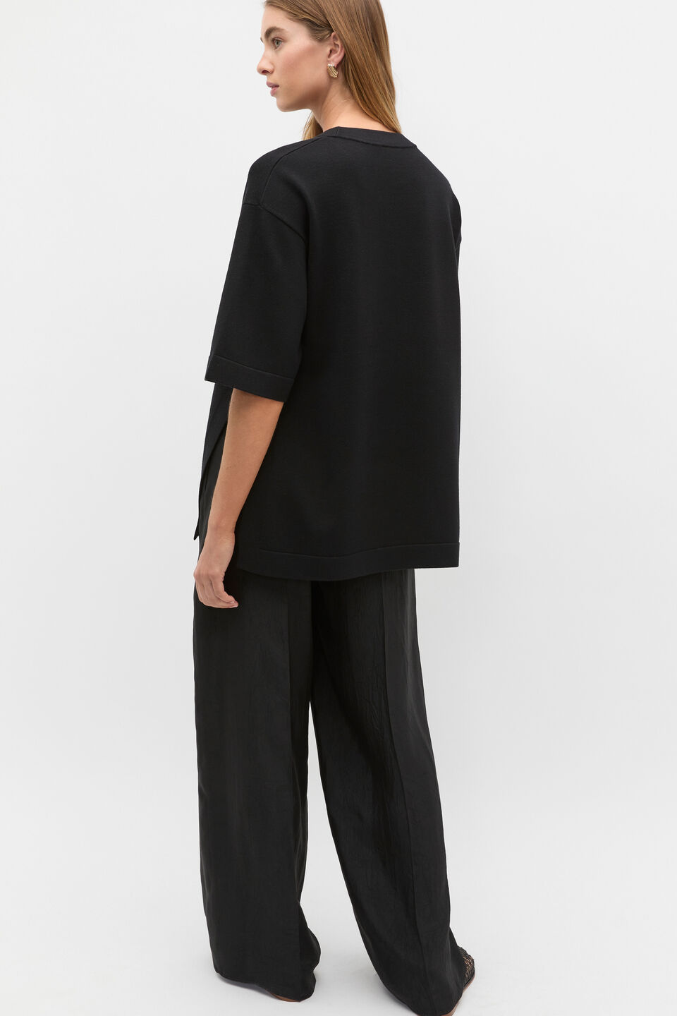 Oversized Side Split Knit  Black