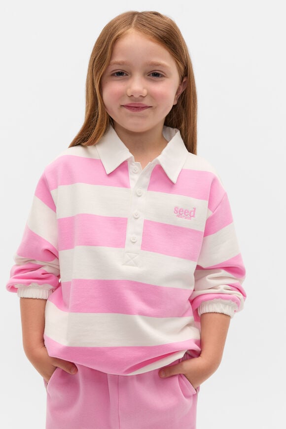 Striped Collar Logo Sweat  Candy Pink  hi-res